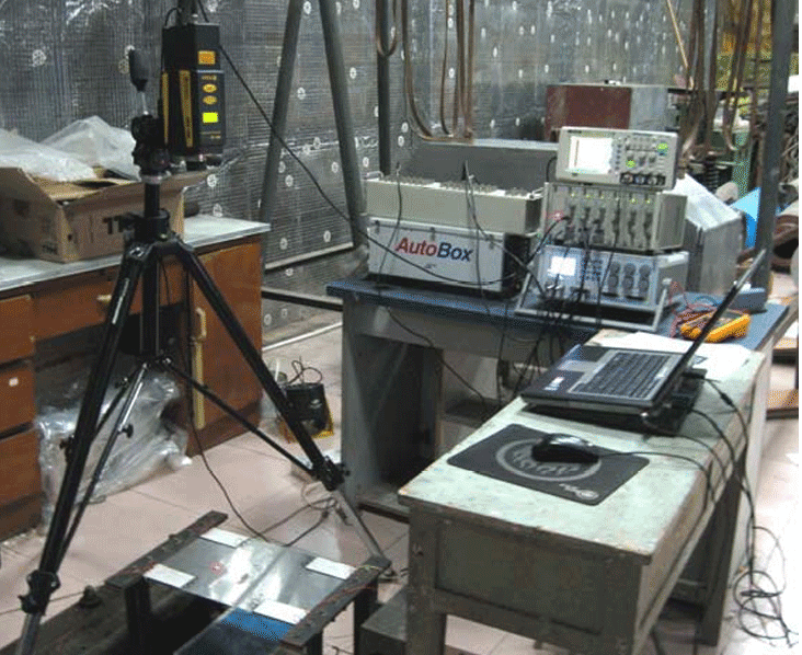 Active Vibration Control of Smart Constrained Layer Damping (SCLD) Structure — experimental setup photo